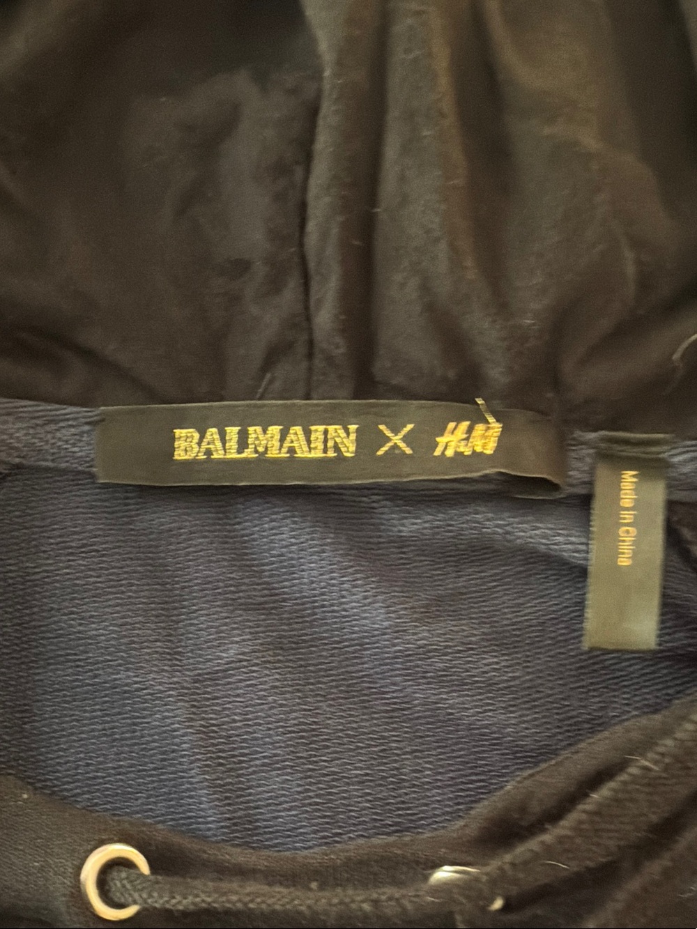 Balmain x H&M Navy and Black Long-Sleeve Slim Hoodie - Picture 2 of 4